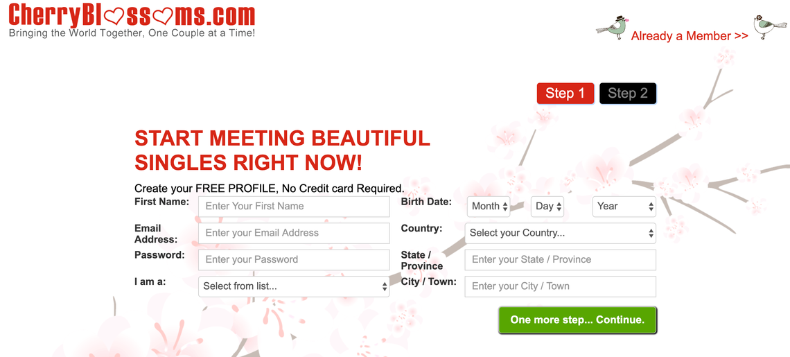 signing up Cherry Blossoms review